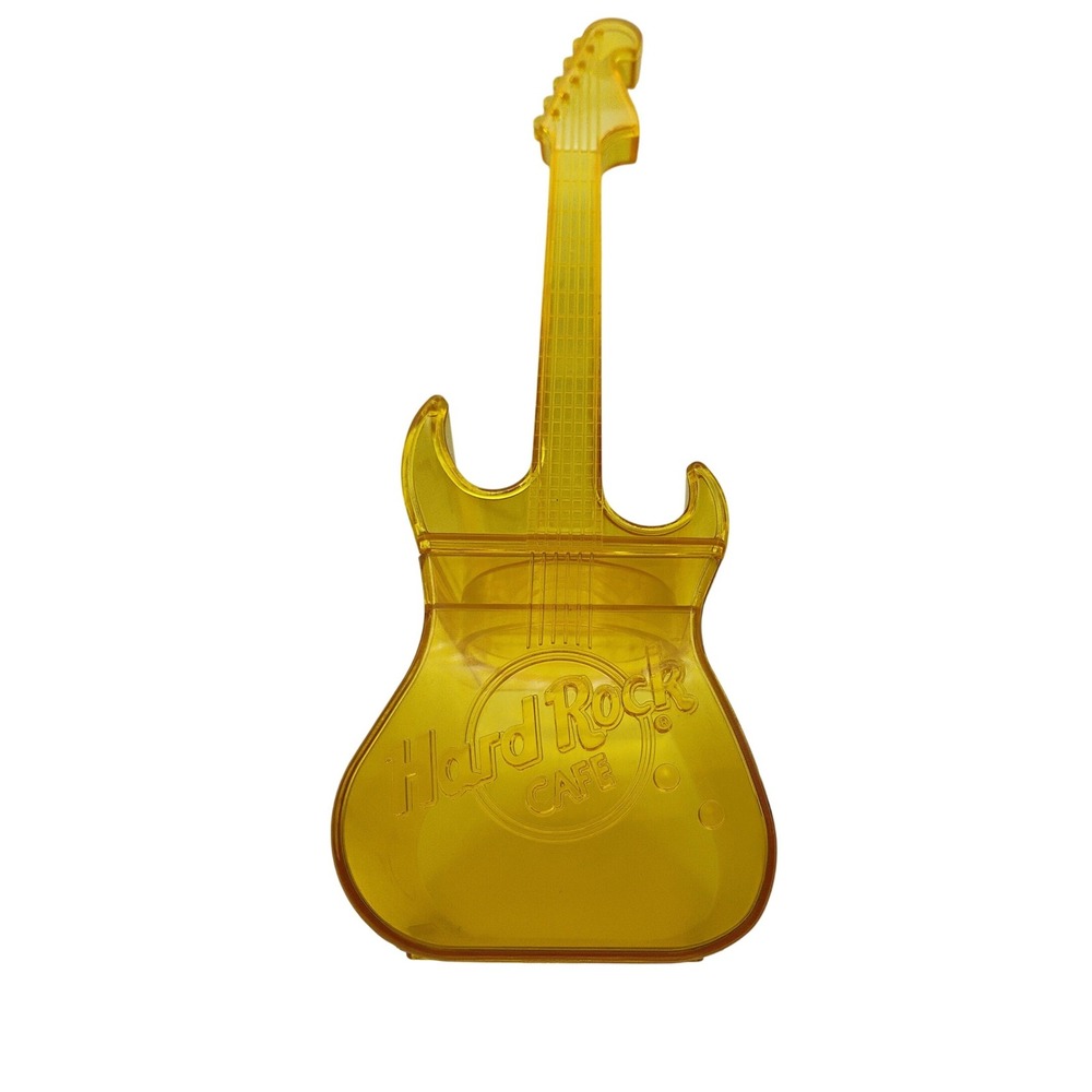 Hard Rock Cafe Yellow Guitar Sipper Cup 11" Yard Glass Souvenir Drink Holder EUC